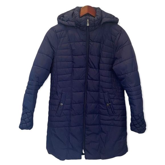 Cleo Women’s winter quilted puffer jacket mid length blue size medium - Picture 1 of 12